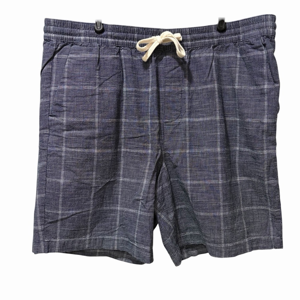 Banana Republic Shorts Mens XL Blue Plaid Short Cotton Drawstring Elastic Casual